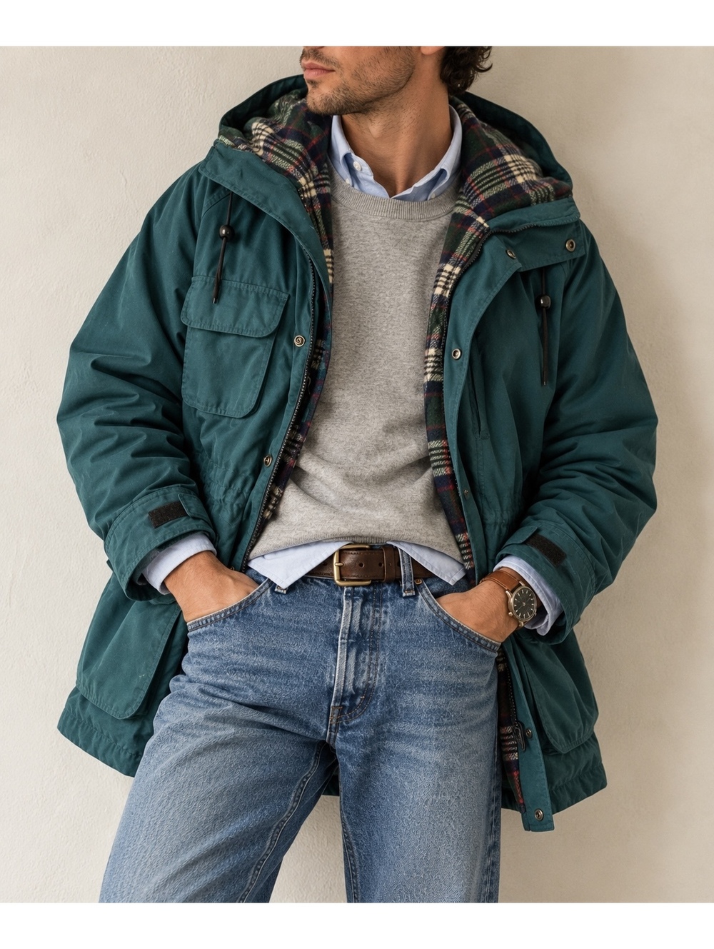 Vintage 90s Eddie Bauer Teal Wool Lined Field Jacket M